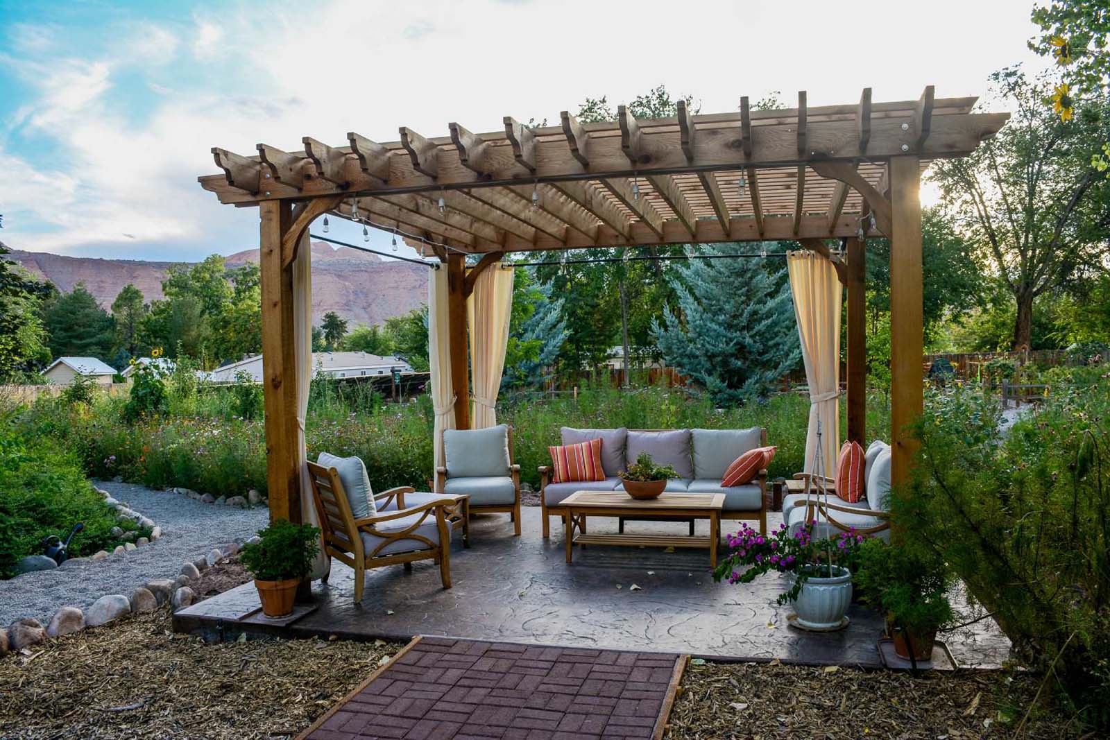 Coastal Patios under pergolas