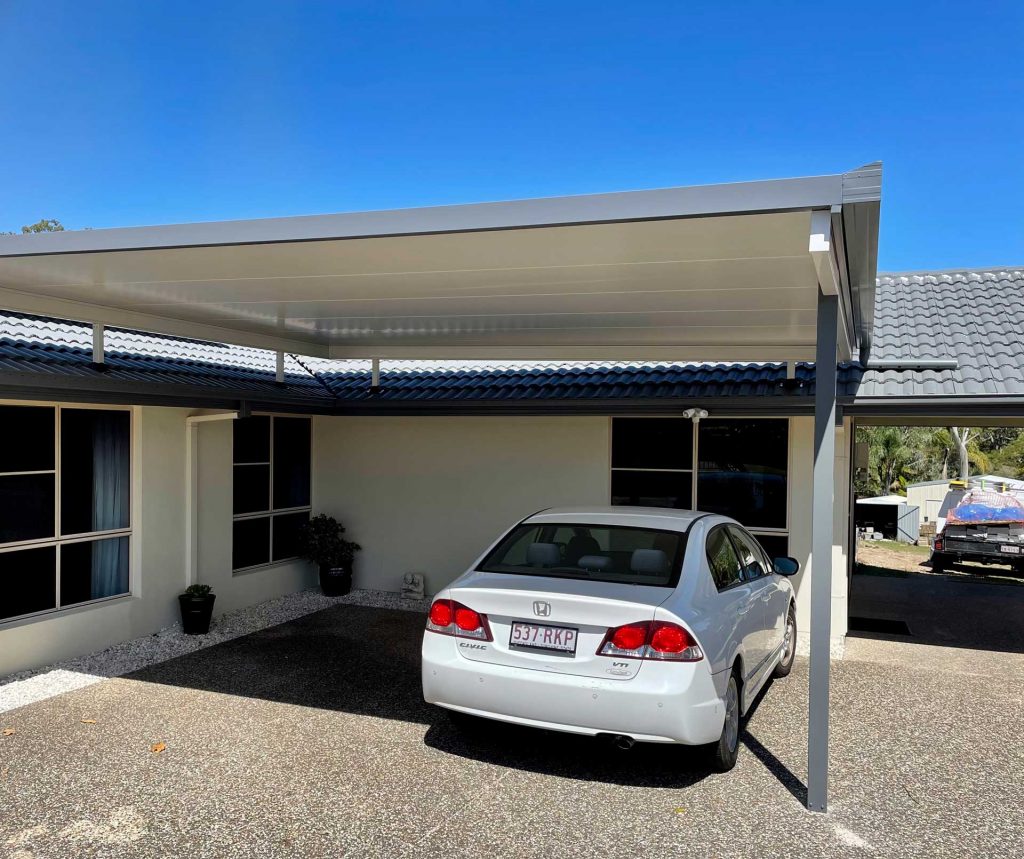 attached double carport colorbond maleny coastal patios