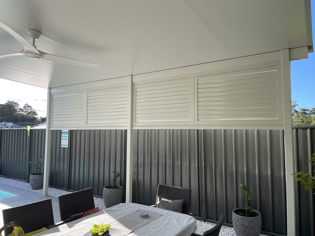 attached patio privacy slat screen poolside diddillibah coastal patios