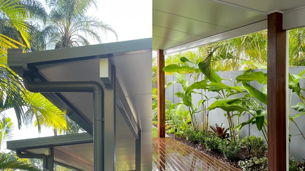 Patio supported on timber and steel post options